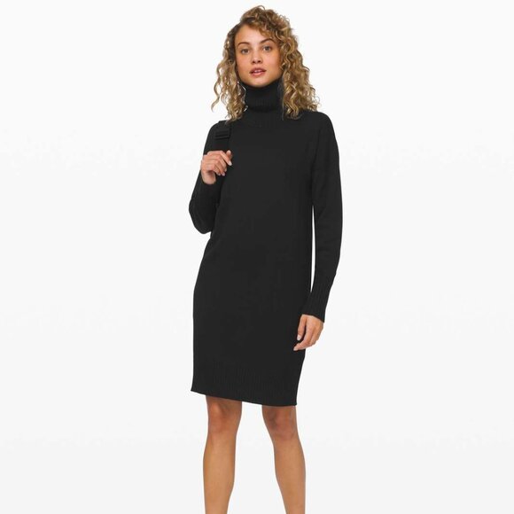 🖤Cute Lululemon Black Turtleneck Knit Softer Still Dress - Picture 10 of 12